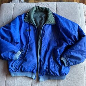 Vintage‎ Columbia Reversible Jacket Blue Gray Zip Up Mens Size Large